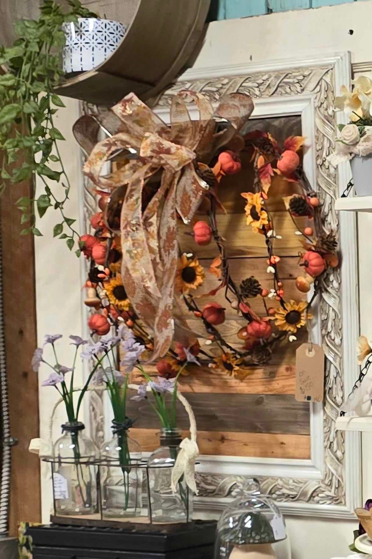 Fall Wreath with Two Layer Hand Made Bow